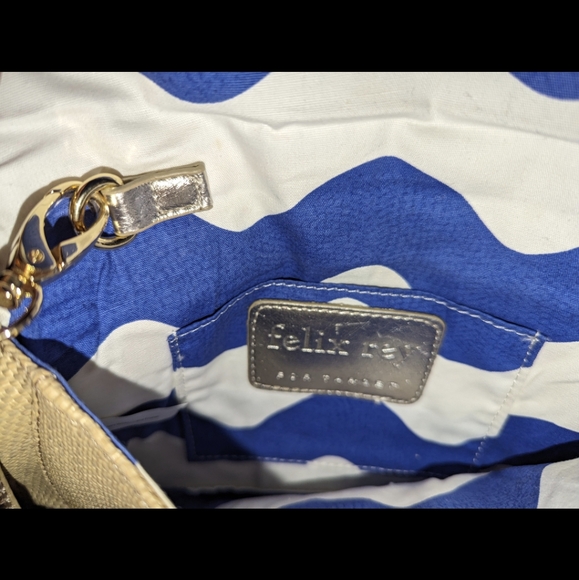 FELIX REY Spring Straw Rattan Clutch Purse Wristlet Orange Embroidery Detail - Picture 5 of 9